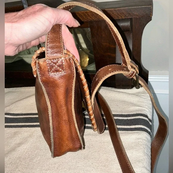 Bed Stu Leather Frankie Crossbody Shoulder Bag Teak Rustic Brown Retail $175